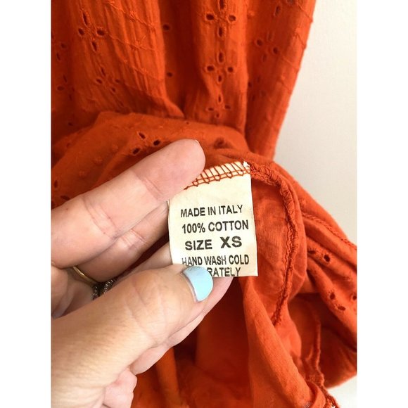 VANESSA ZANI New Made In Italy Orange Cotton Eyele - Picture 8 of 9